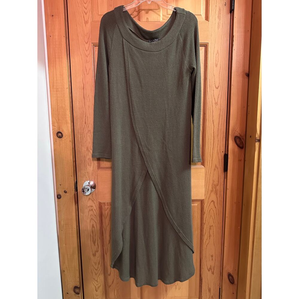 Venus Olive waffle Knit Tunic Top